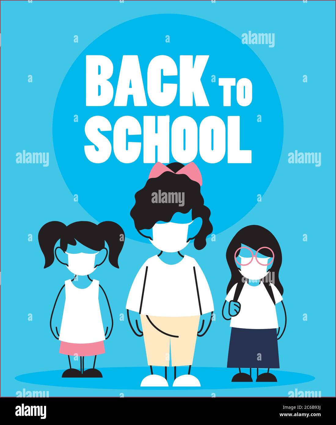 children with face mask back to school vector illustration desing Stock ...