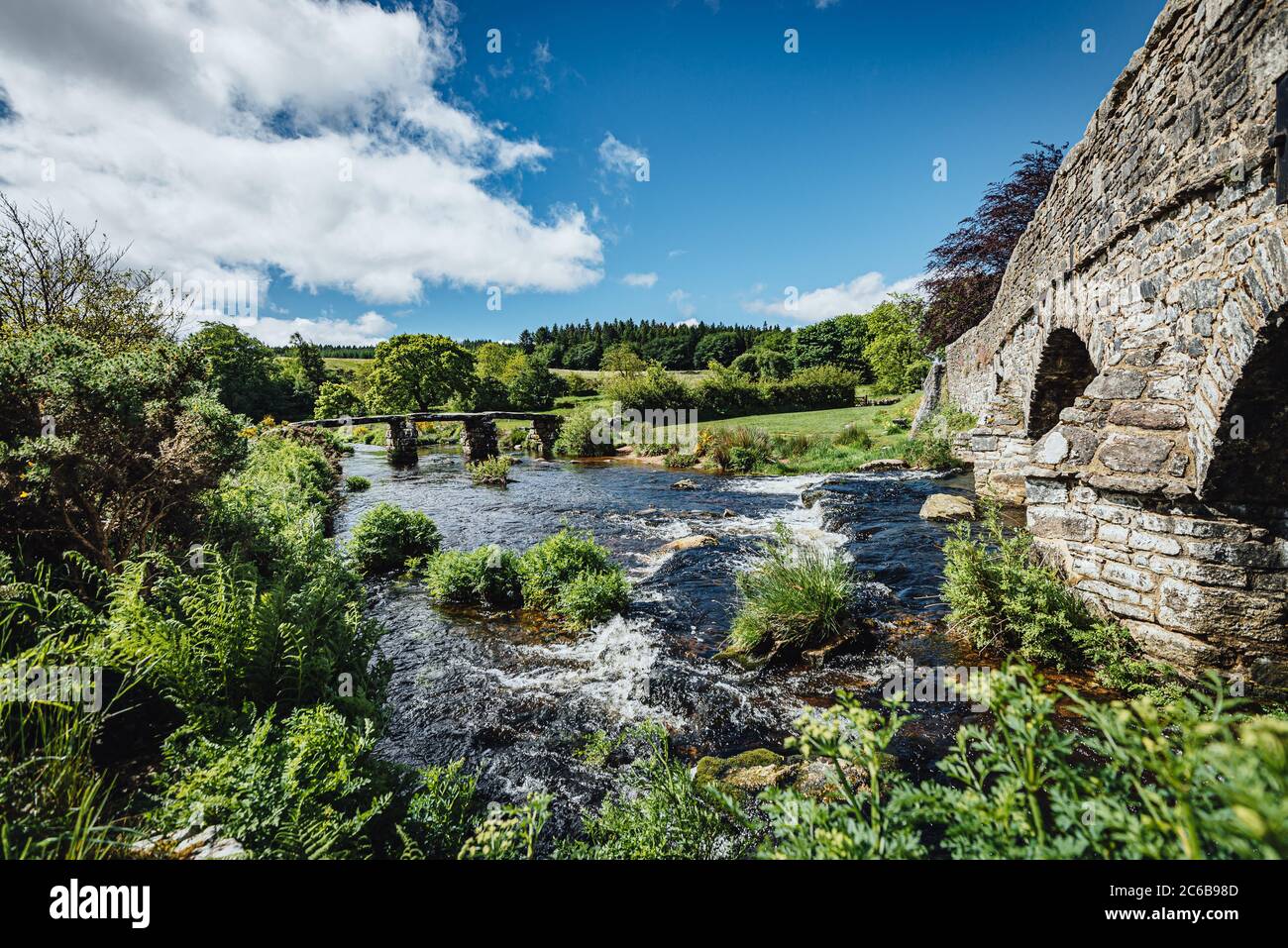 Postbridge village’s 13th century clapper and 1780 arched bridges ...