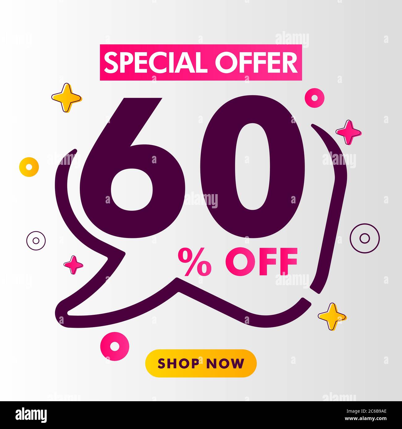 60 percent off sale discount on modern vector shape with vector illustration. Stock Vector