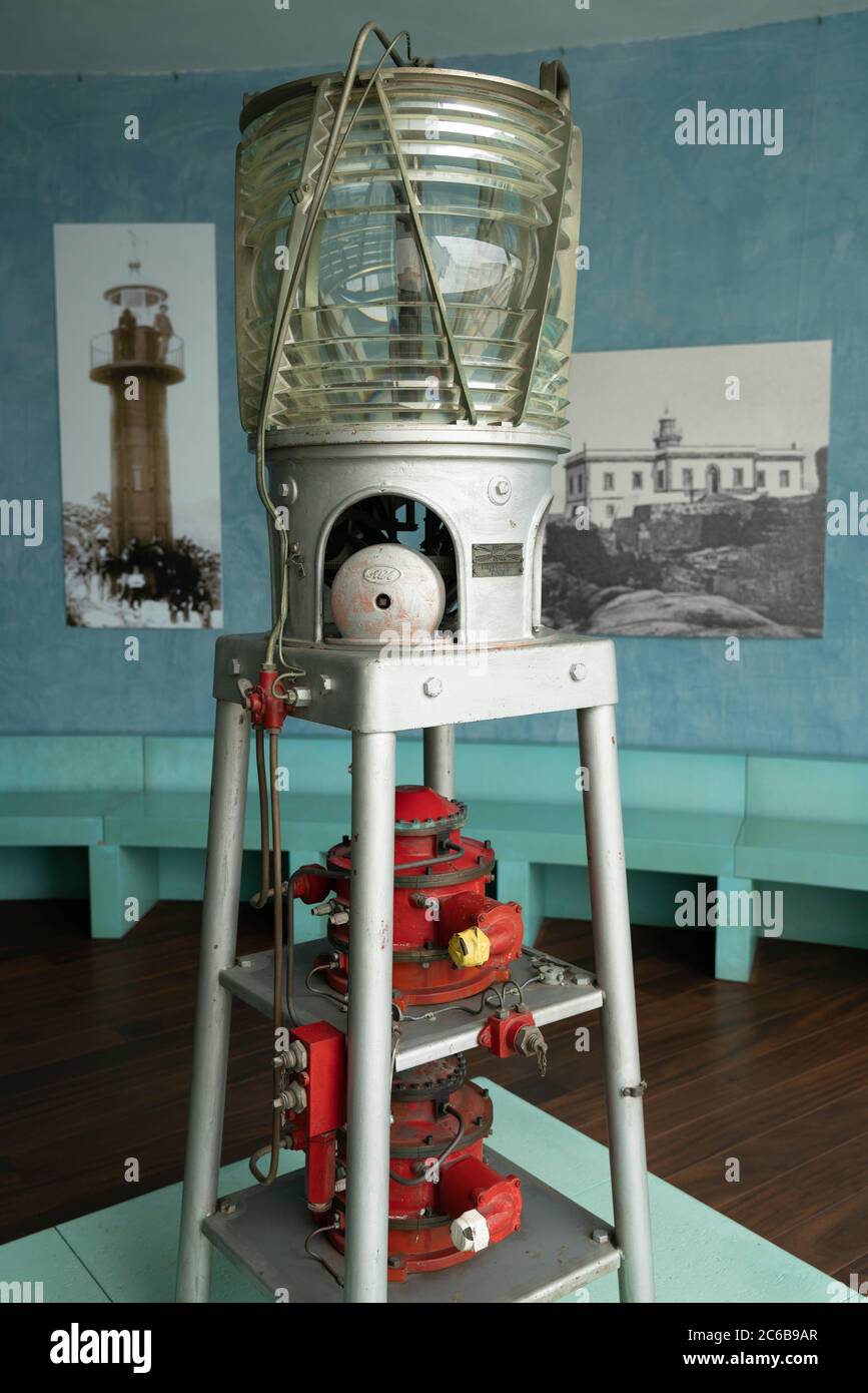 Lighthouse lamp on display at the Museo do Mar de Galicia - sea maritime museum in VIgo, Galicia, Spain, Europe Stock Photo