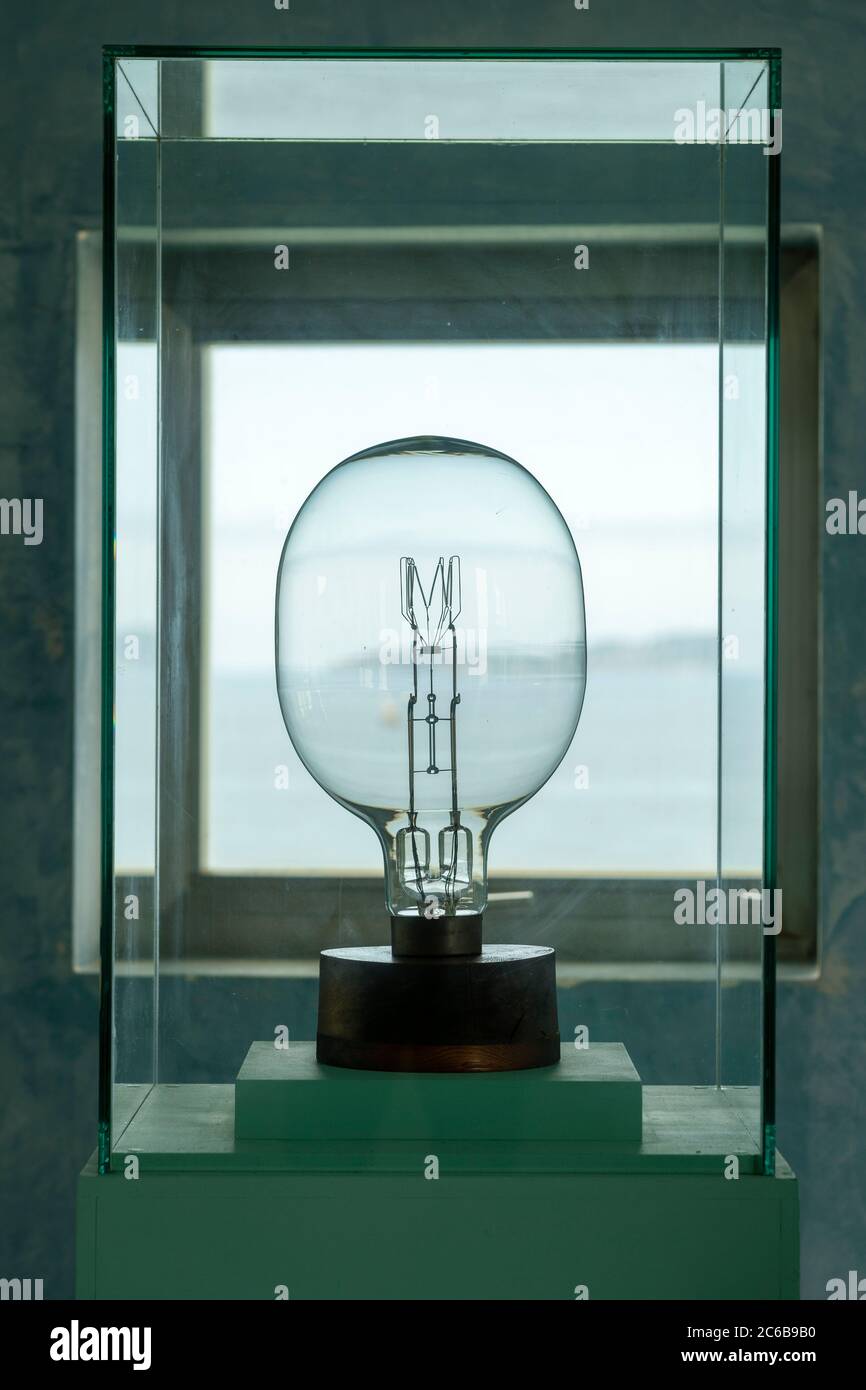 Lighthouse lamp on display at the Museo do Mar de Galicia - sea maritime museum in VIgo, Galicia, Spain, Europe Stock Photo