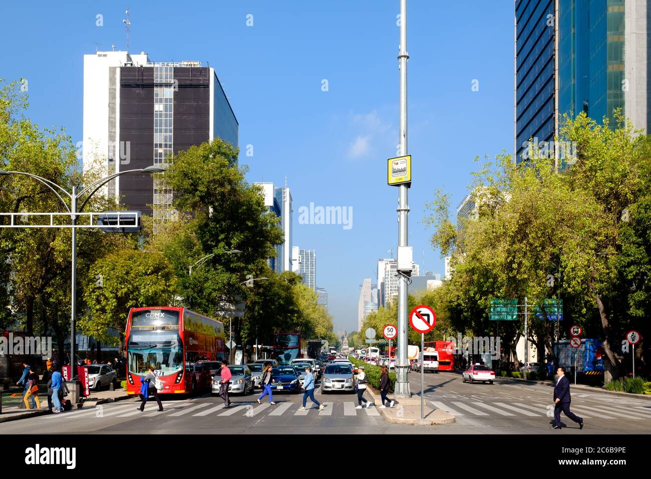 Paseo de la Reforma in Mexico City on a beautiful summer day Stock Photo