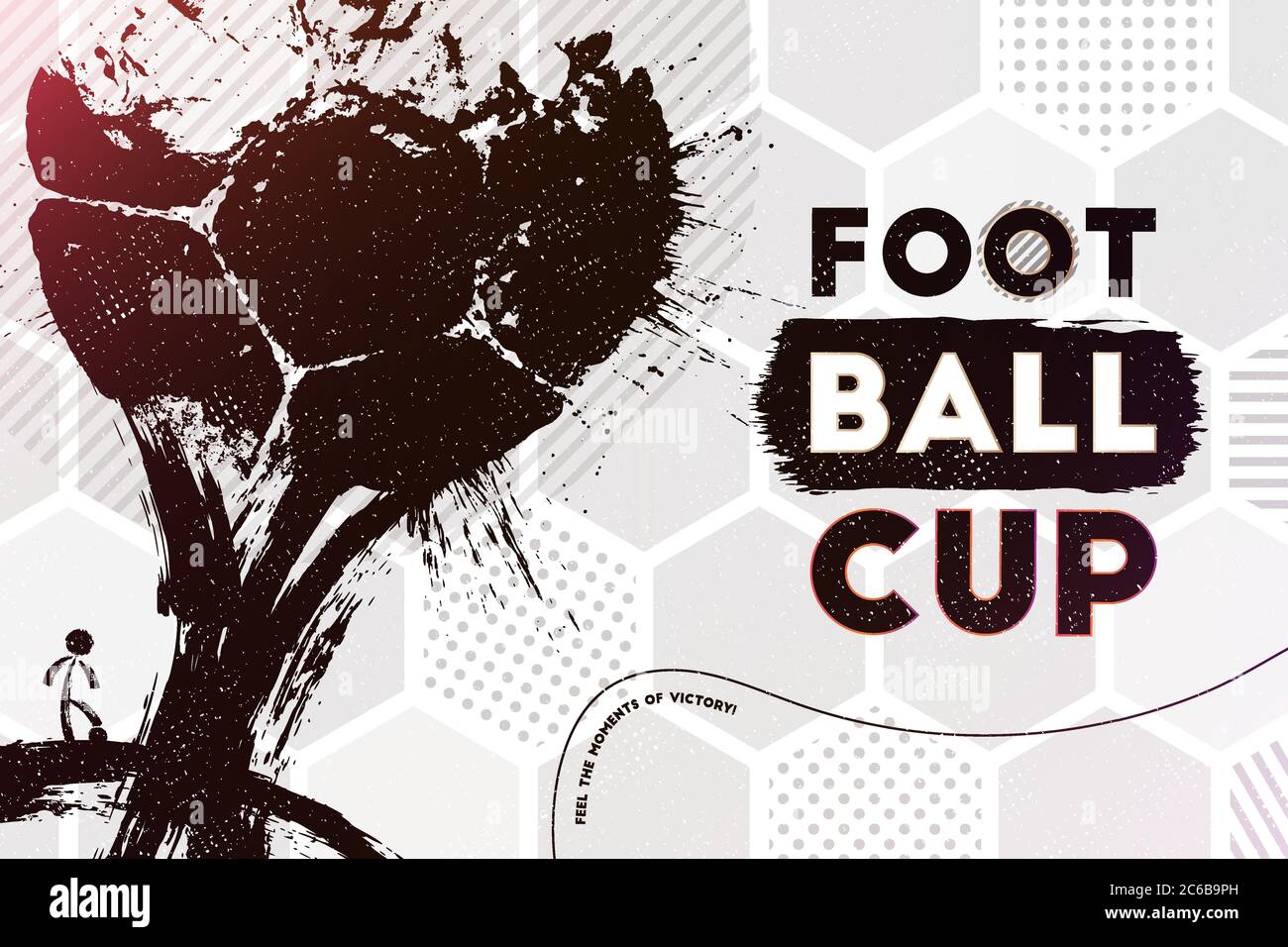 Football cup. Vector illustration of abstract street football background with grunge soccer ball print for your design Stock Vector