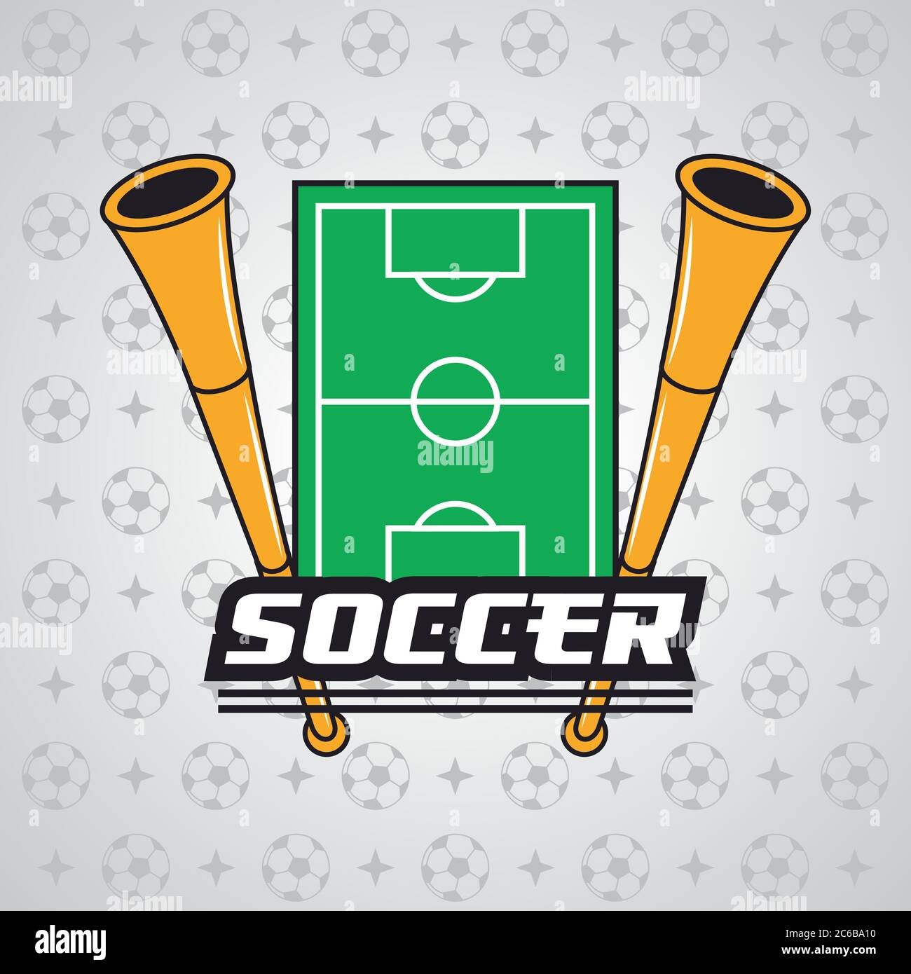 football soccer sport poster with cornets vector illustration design Stock Vector