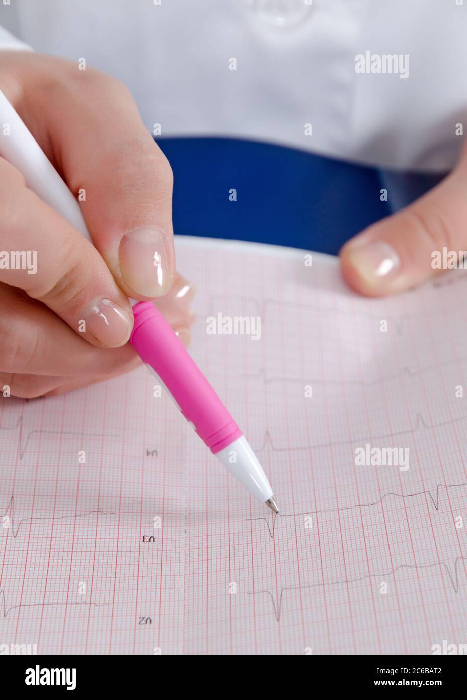 Electrocardiogram in the hands of doctor Stock Photo