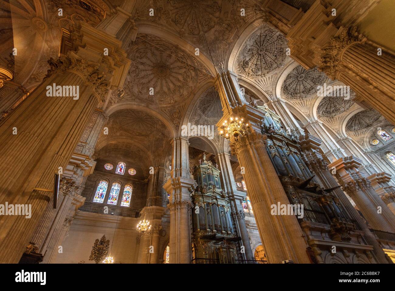 Interior of Cathedral of Malaga (Catedral de la Encarnacion de Malaga), Malaga, Andalusia, Spain, Europe Stock Photo
