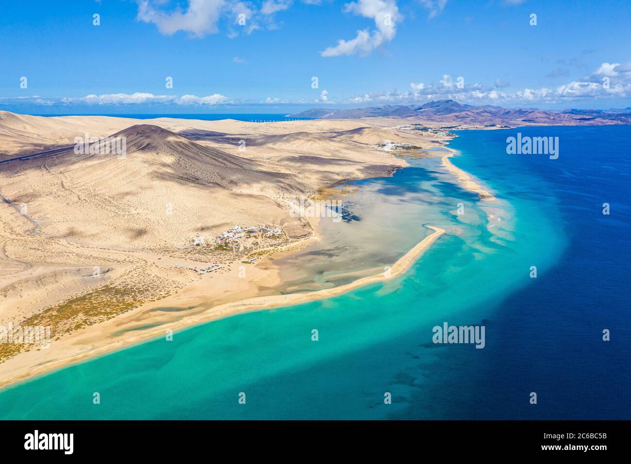 Jandia Peninsula, Risco del Paso, Playas de Sotavento and Laguna de Sotavento, Fuerteventura, Canary Islands, Spain, Atlantic, Europe Stock Photo