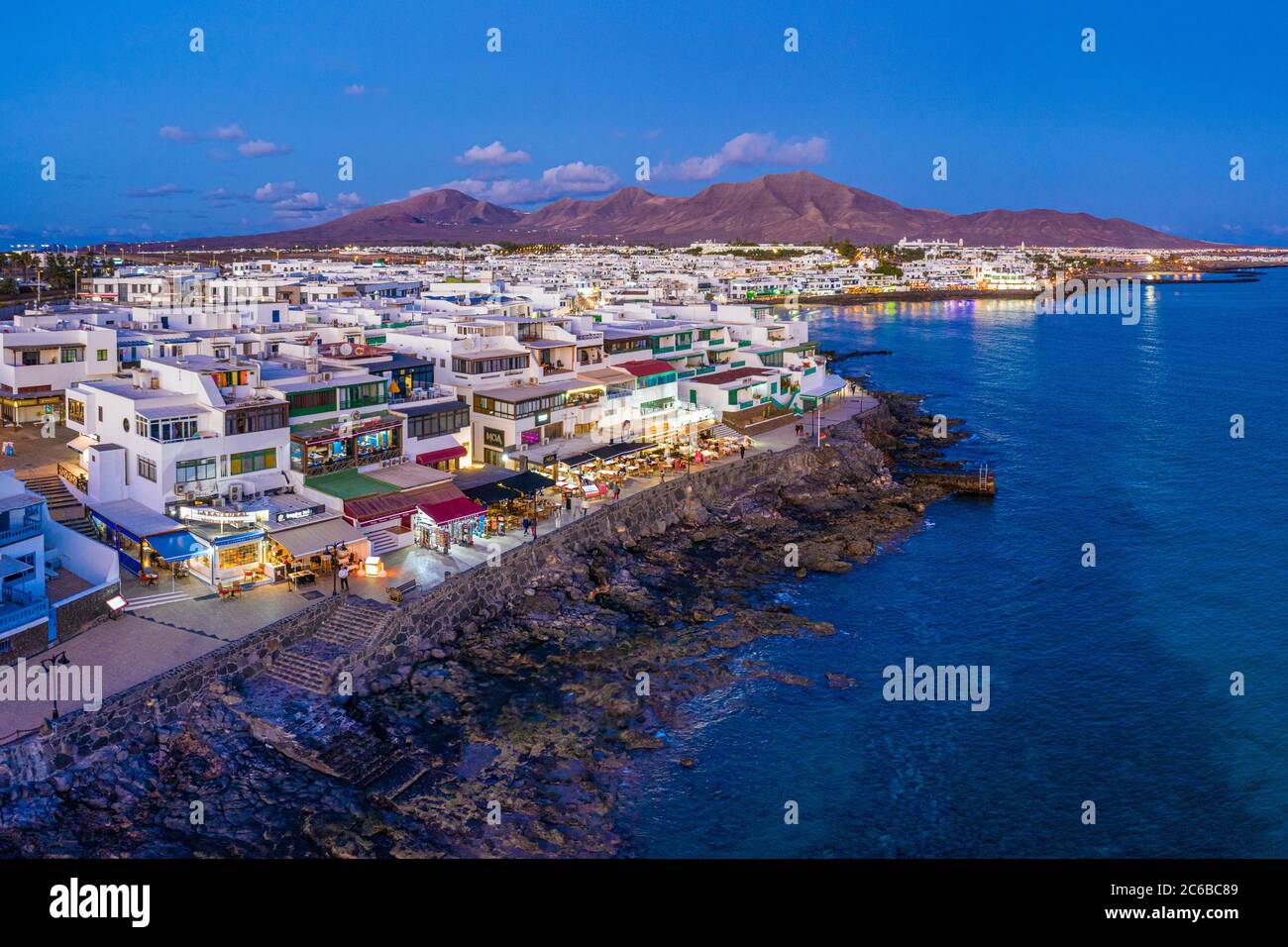 Playa Blanca at dusk, Lanzarote, Canary Islands, Spain, Atlantic, Europe Stock Photo