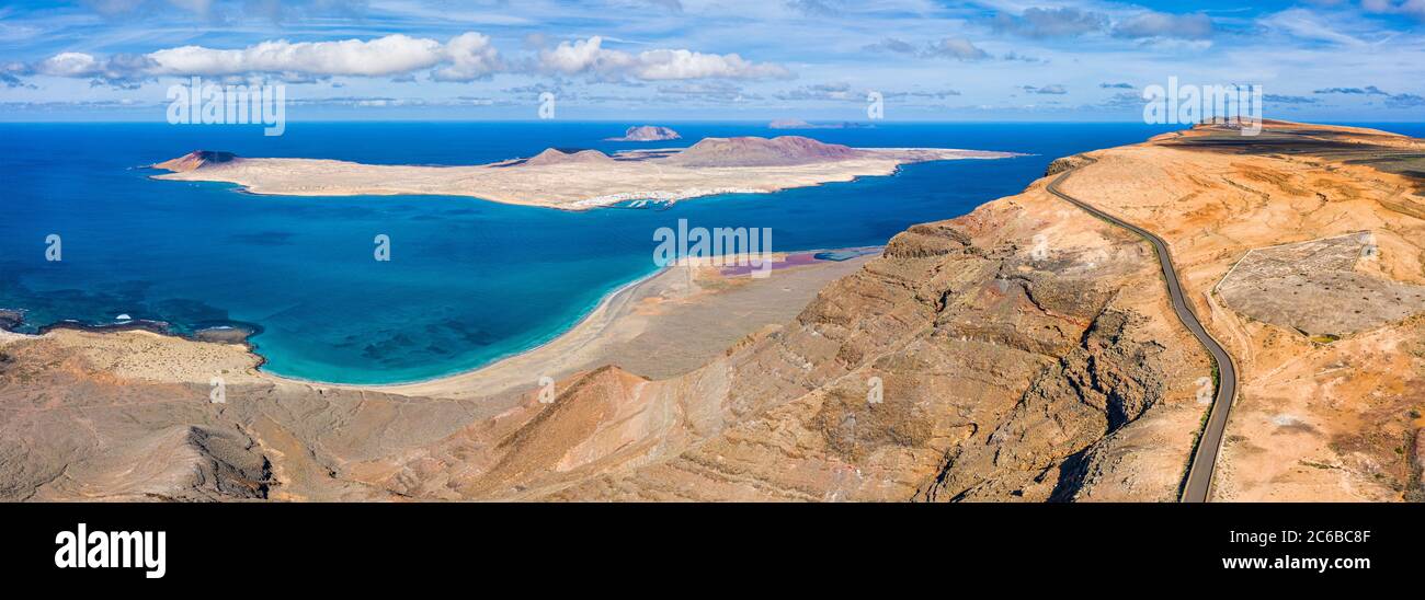 Isla Graciosa viewed from Mirador del Rio, Lanzarote, Canary Islands, Spain, Atlantic, Europe Stock Photo