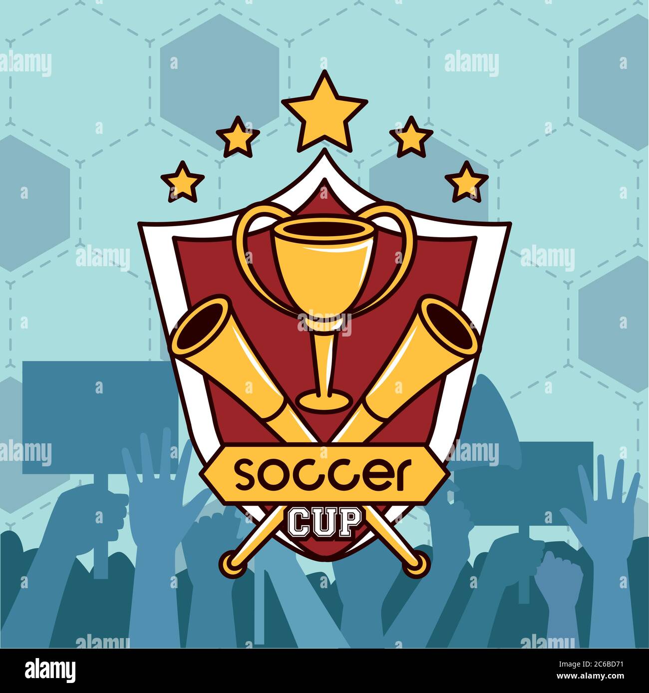 football soccer sport poster with trophy cup award vector illustration design Stock Vector
