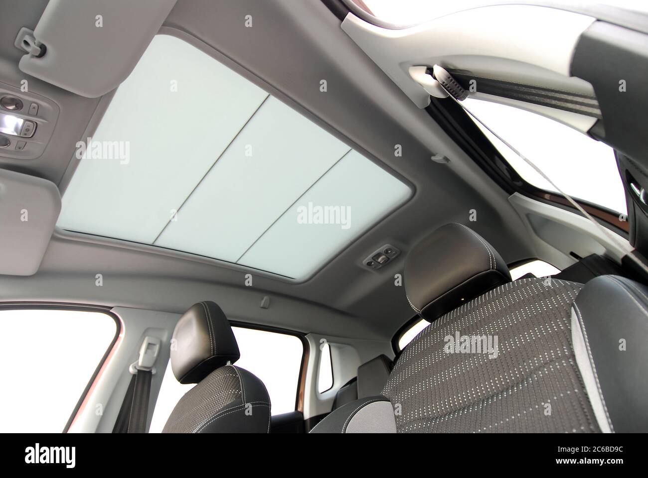car sunroof, Panoramic sunroof in a passenger car Stock Photo Alamy