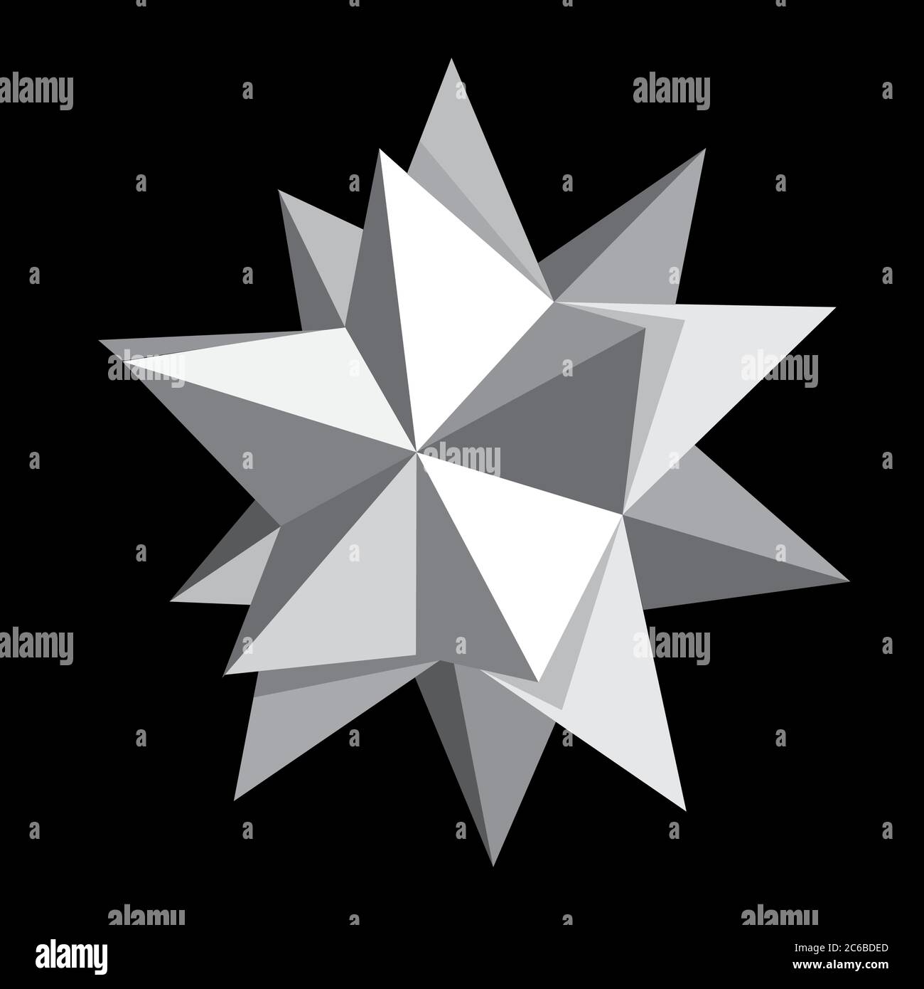 Multipoint origmai star in white and grey tones, isolated on black ...