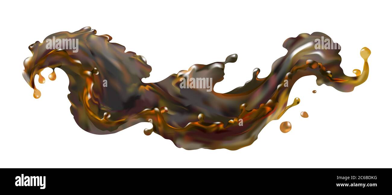 Cola splash transparent 3d illustration realistic for your design. Clip art. Stock Photo