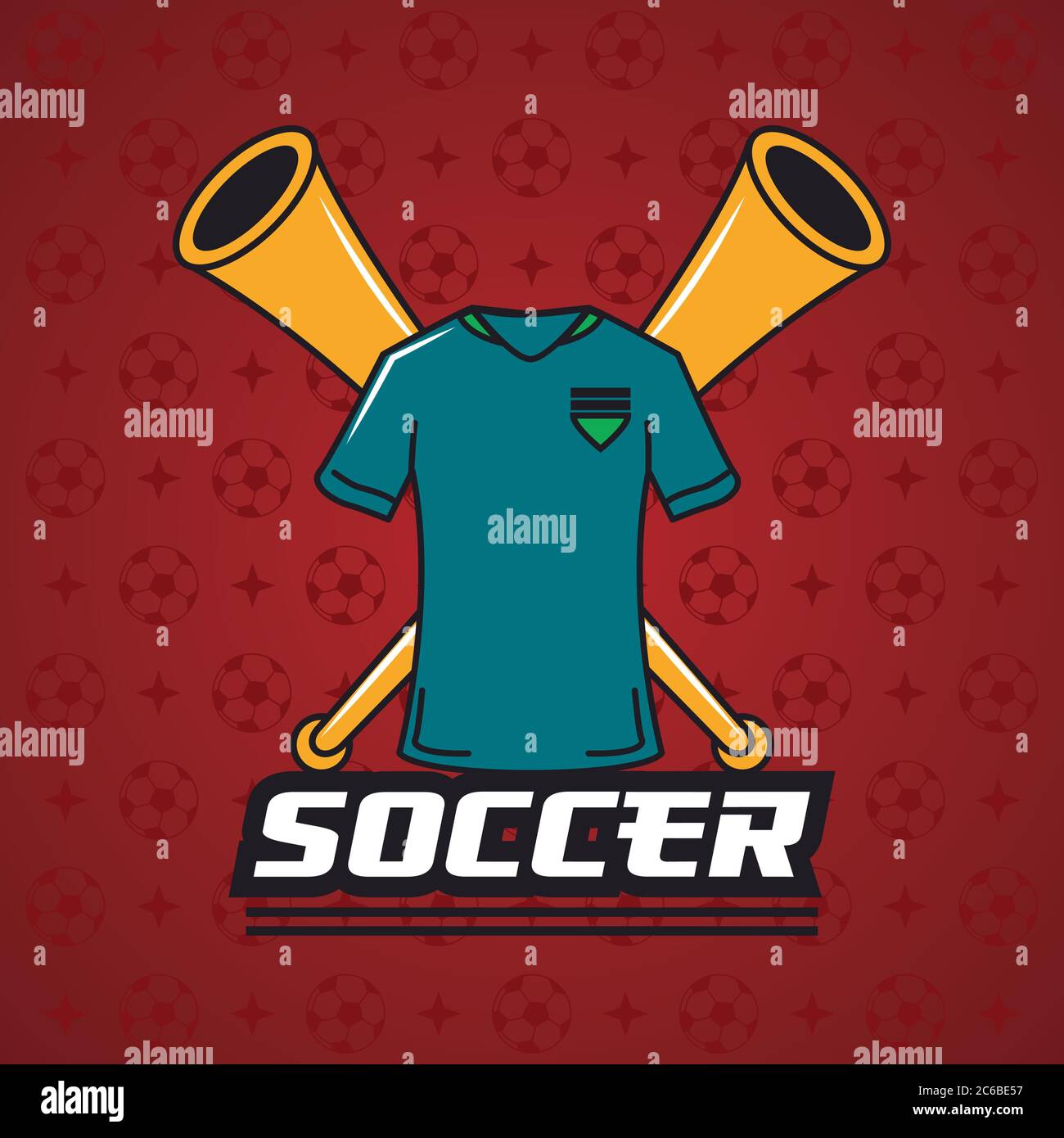 football soccer sport poster with cornets vector illustration design Stock Vector