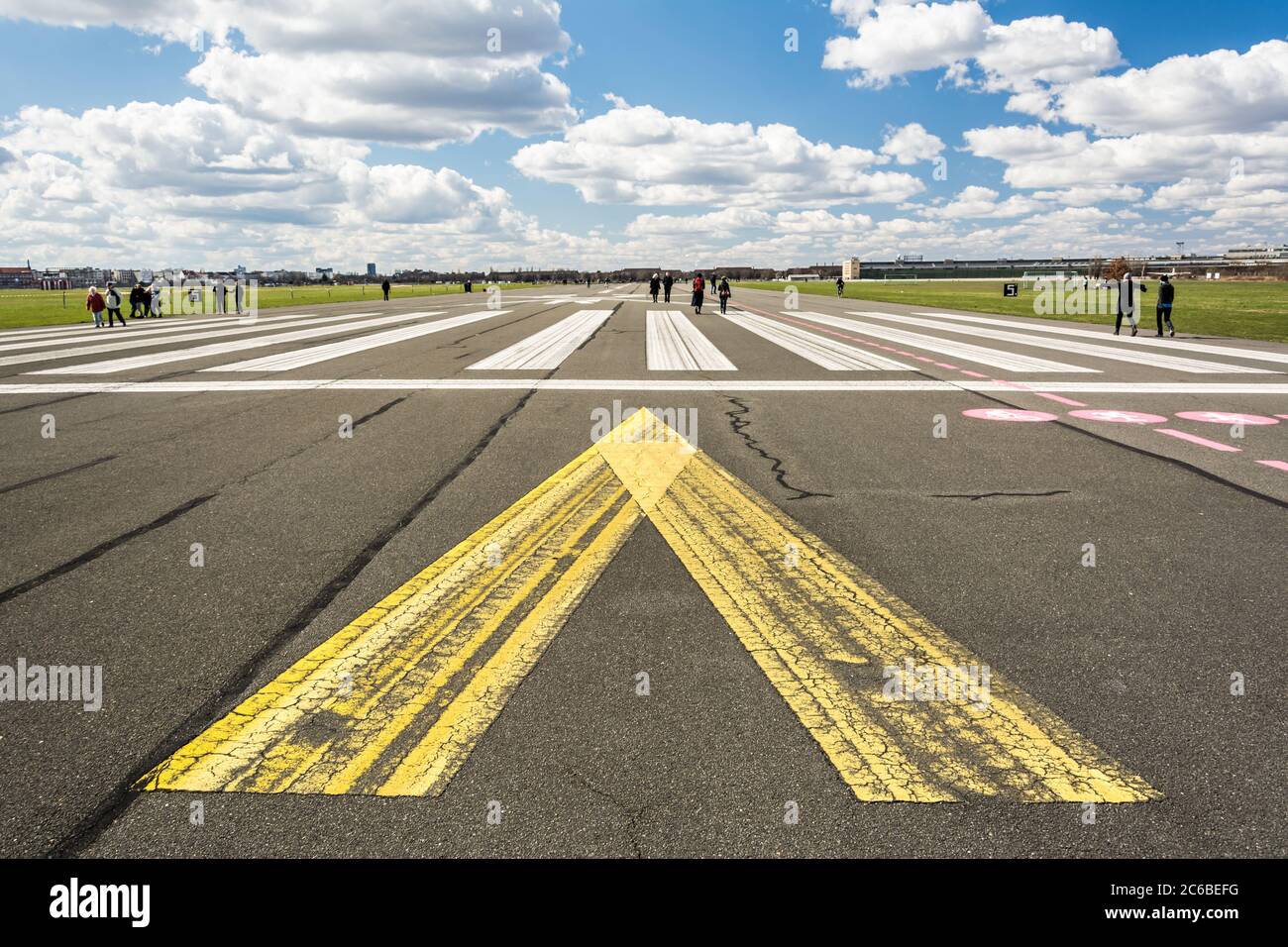 Wide abandoned airfield (Tempelhof) in Berlin, Germany Stock Photo