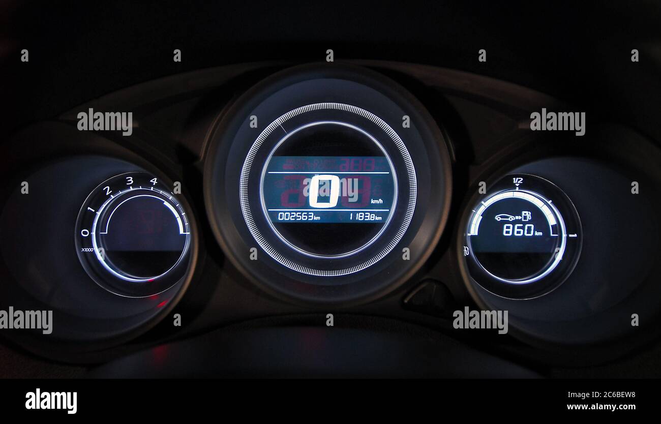 car illuminated dashboard, illuminated instrument panel with the ...