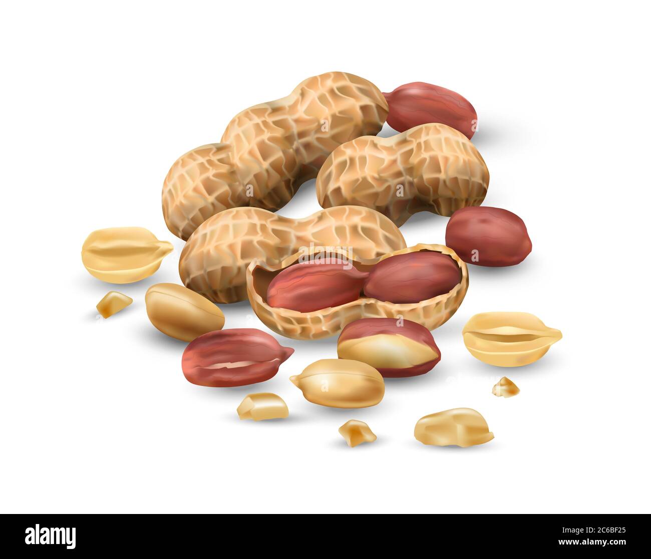 Peanuts 3D illustration realistic. For packaging with peanut butter