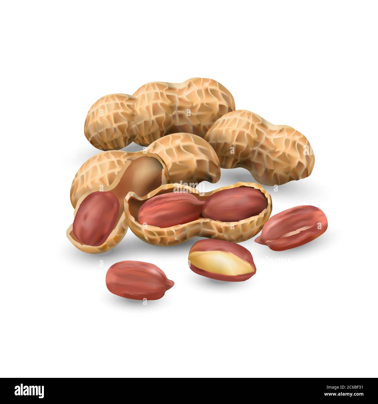 Peanuts 3D illustration realistic. For packaging with peanut butter