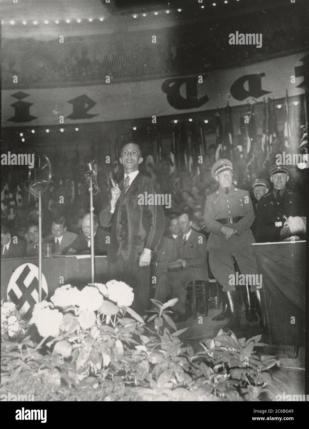 Rally in the Berlin Sportpalast - Dr. Goebbels speaks Heinrich Hoffmann Photographs 1934 Adolf Hitler's official photographer, and a Nazi politician and publisher, who was a member of Hitler's intimate circle. Stock Photo
