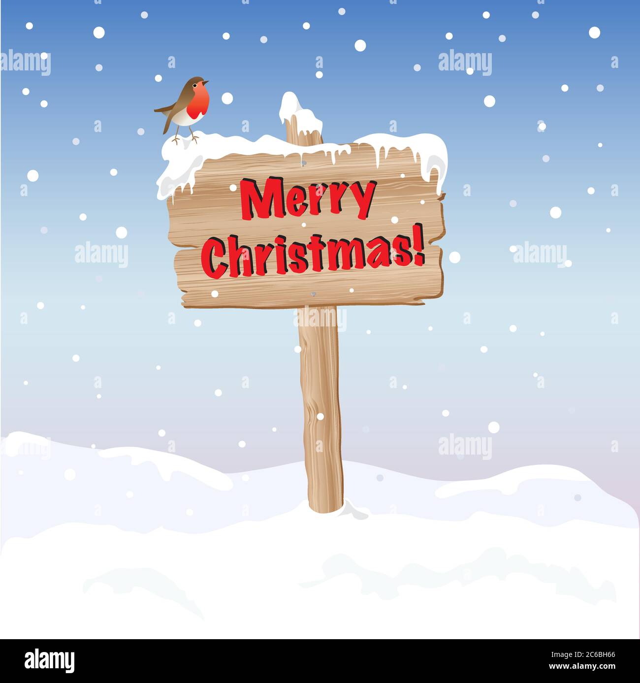 A wooden sign wishing Merry Christmas. EPS10 vector format. Fully editable for insertion of your own text. Stock Vector