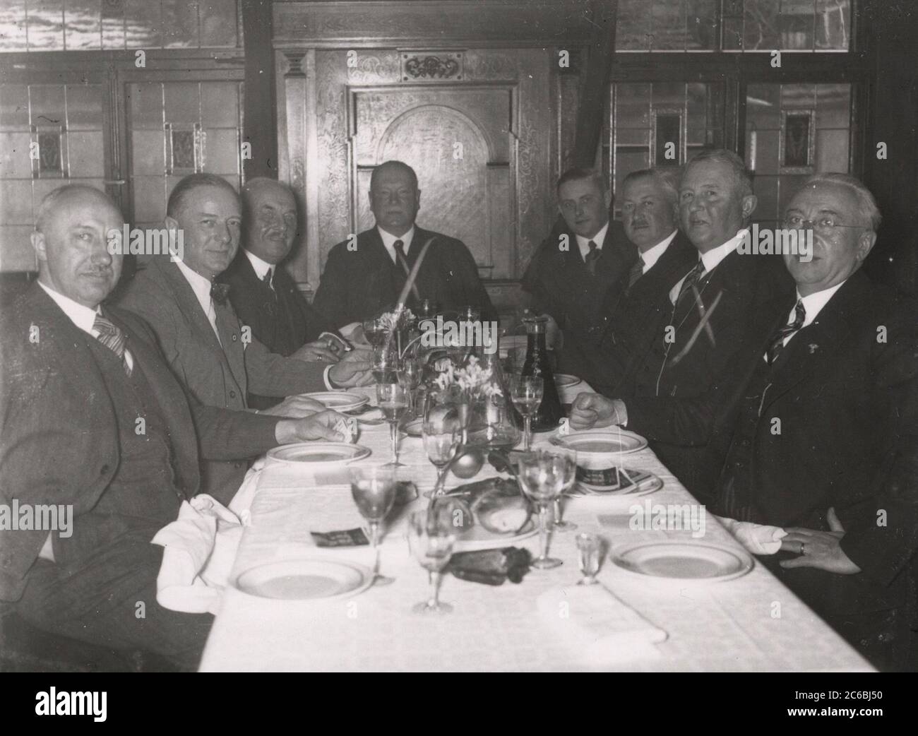 Visit to the Mercedes Reich Minister of Transport Dorpmueller and General Director Allmers Heinrich Hoffmann Photographs 1934 Adolf Hitler's official photographer, and a Nazi politician and publisher, who was a member of Hitler's intimate circle. Stock Photo