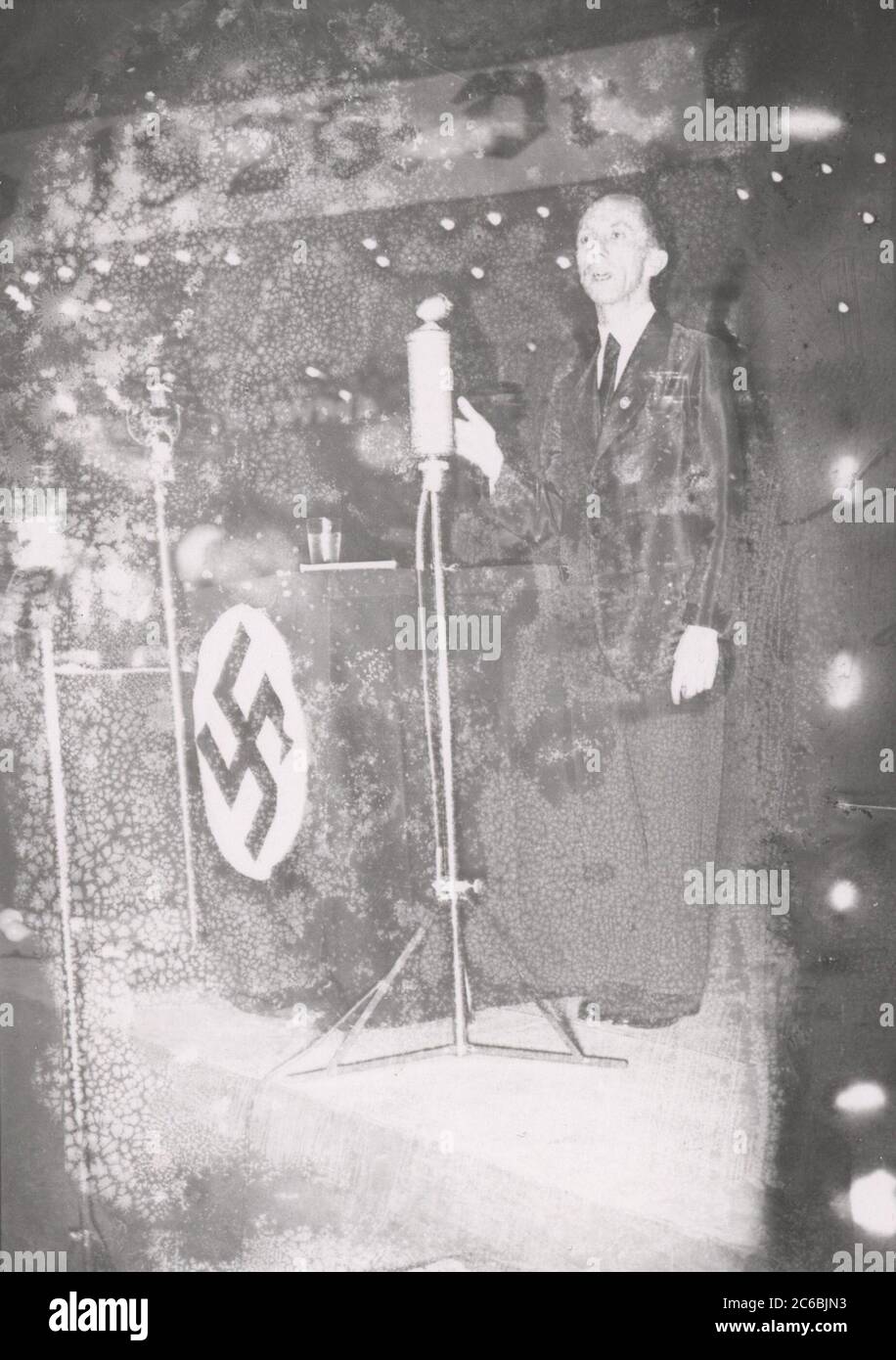 Rally in the Berlin Sportpalast - Goebbels speaks Heinrich Hoffmann Photographs 1934 Adolf Hitler's official photographer, and a Nazi politician and publisher, who was a member of Hitler's intimate circle. Stock Photo