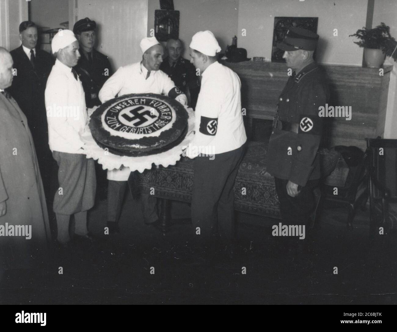 Birthday cake from Hitler Heinrich Hoffmann Photographs 1934 Adolf Hitler's official photographer, and a Nazi politician and publisher, who was a member of Hitler's intimate circle. Stock Photo