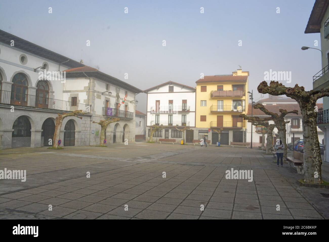Amezketa Square, in the province of Gipuzkoa, Basque Country, Spain Stock Photo