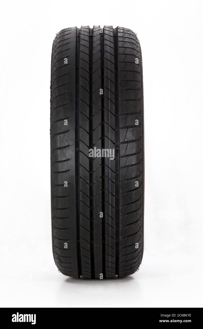 summer car tire, Brand new modern summer sports car tire Stock Photo