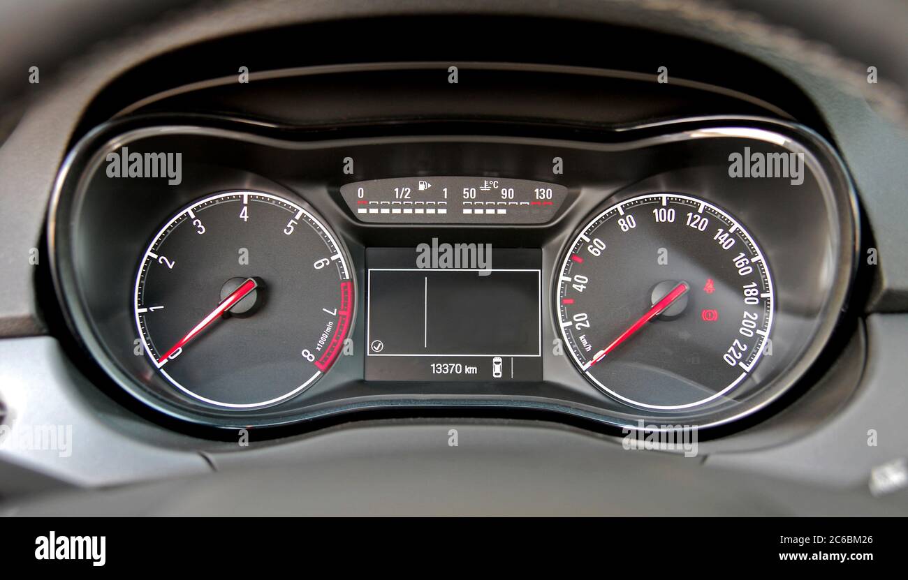 Car instruments panel, car illuminated dashboard Stock Photo Alamy