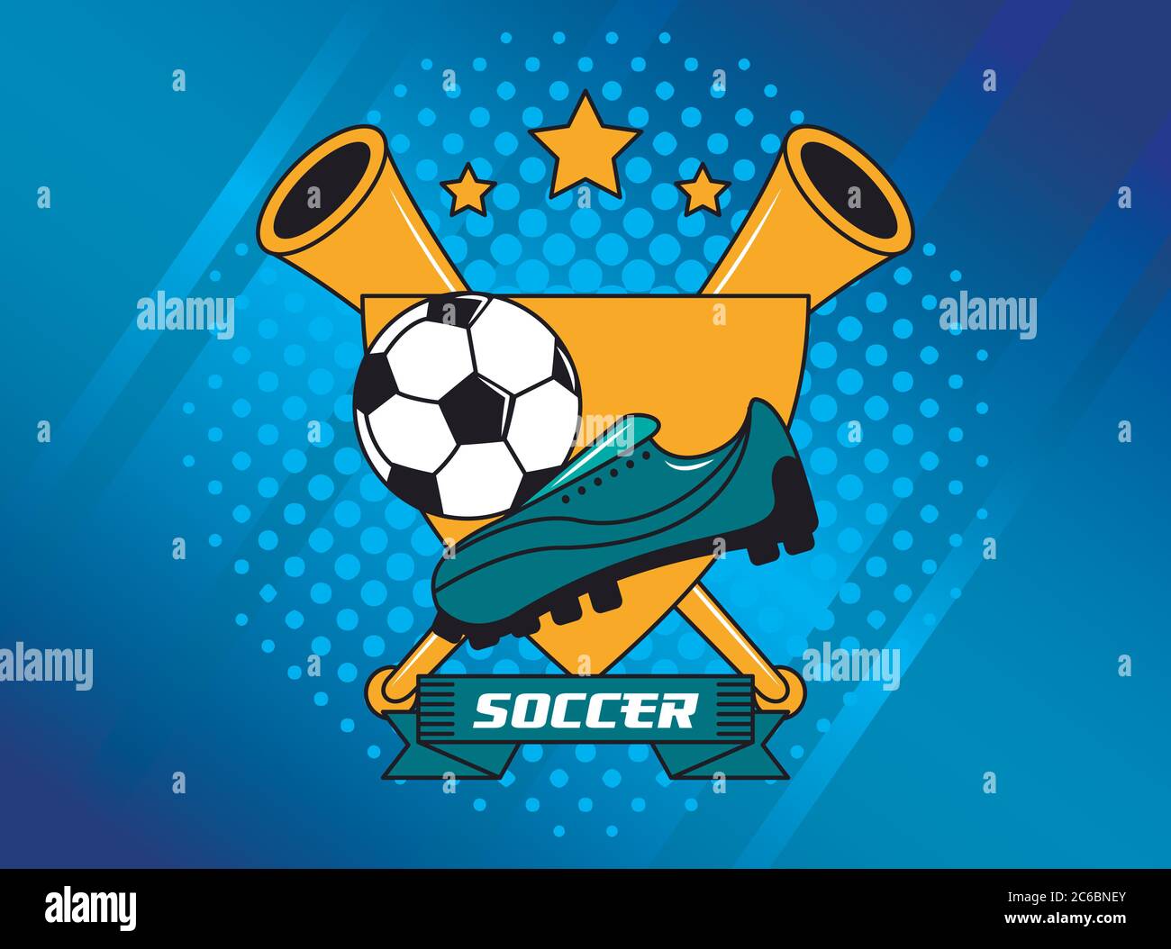 football soccer sport poster with balloon vector illustration design Stock Vector