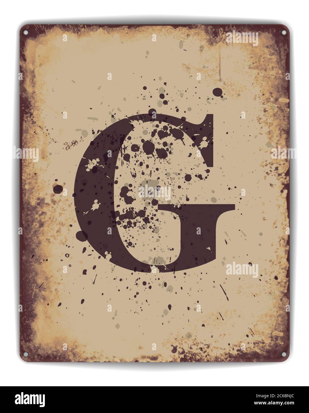 Retro tin plate style poster with capital letter G monogram. EPS10 vector format Stock Vector