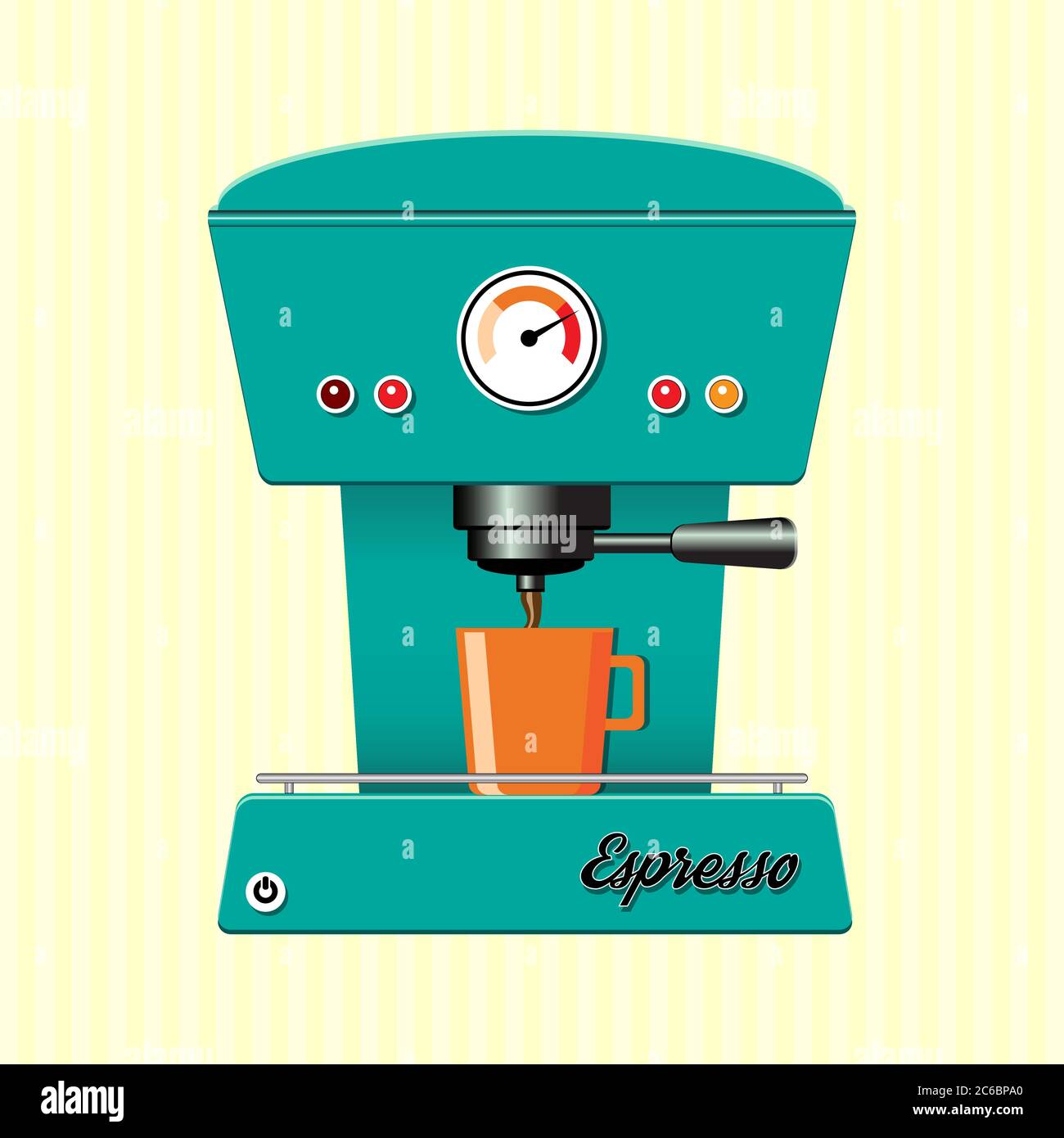 Retro style coffee maker on candy-stripe background. EPS10 vector format Stock Vector