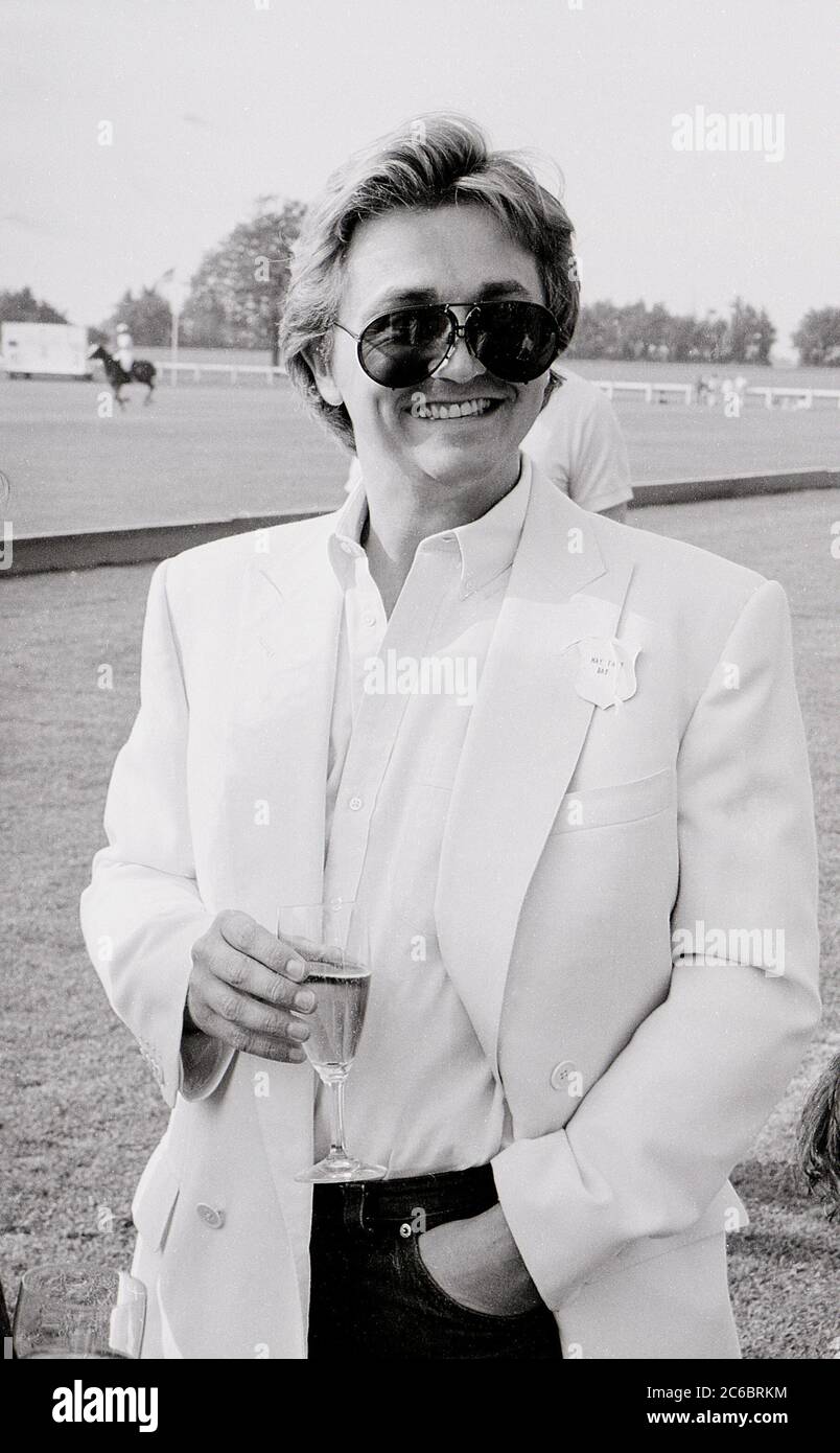 Welsh fashion designer David Emanuel at the Royal Berkshire Polo Club England Stock Photo