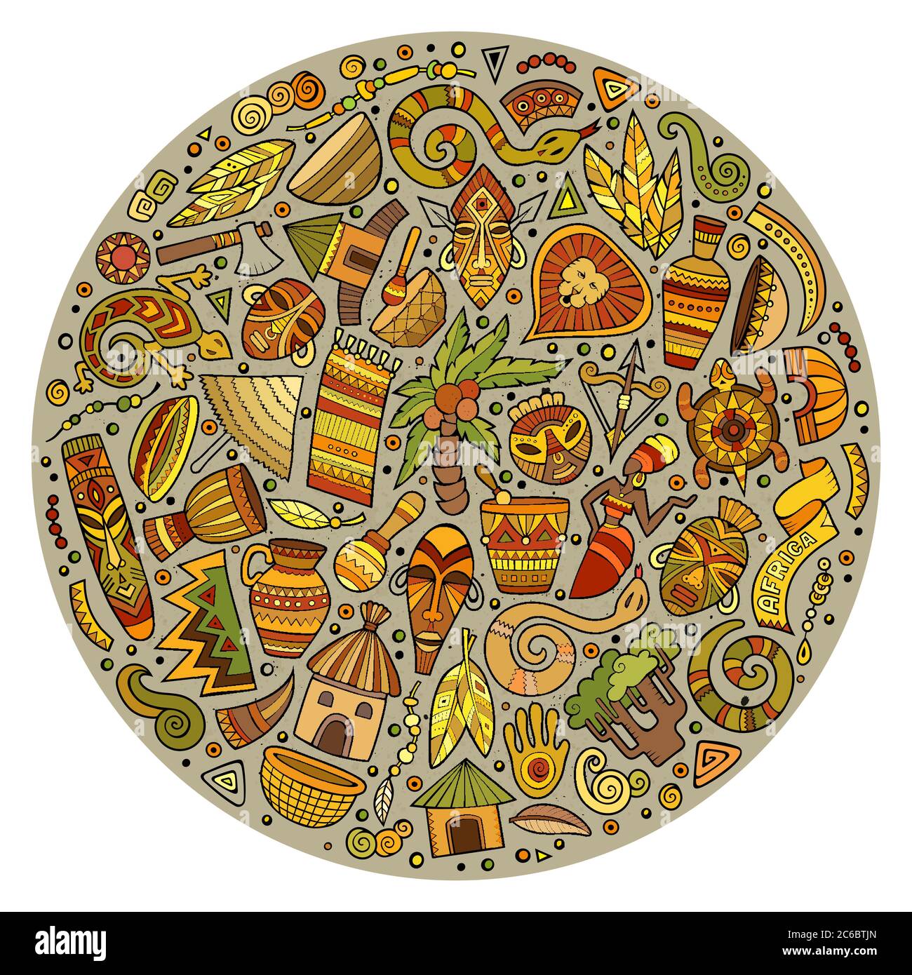 Colorful set of Africa cartoon doodle objects Stock Vector Image & Art ...