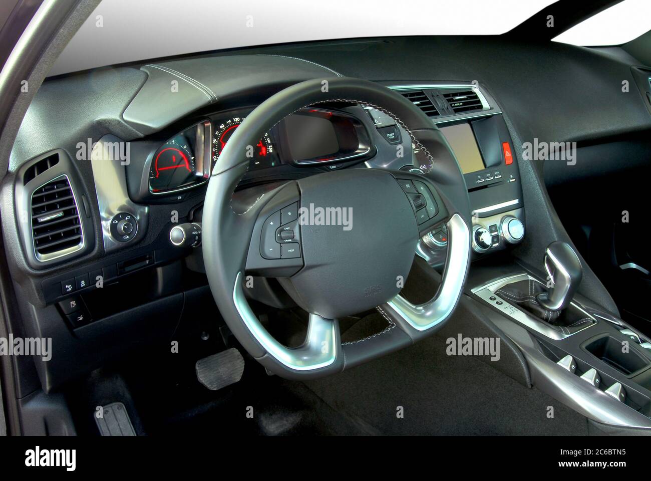 Car interior. The inside of the car. Dashboard of a modern car Stock