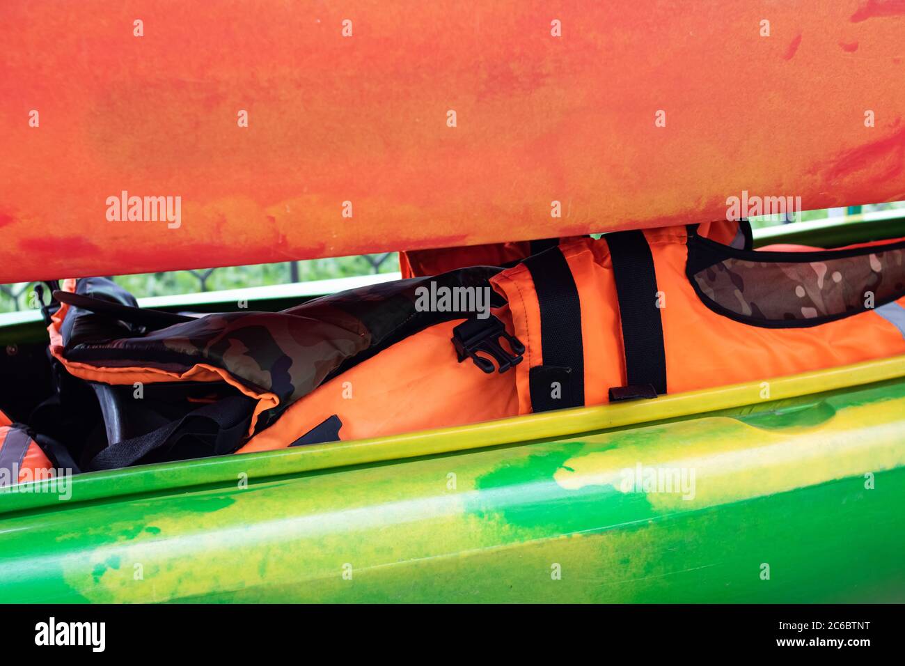 Life jacket in a boat close up Stock Photo Alamy