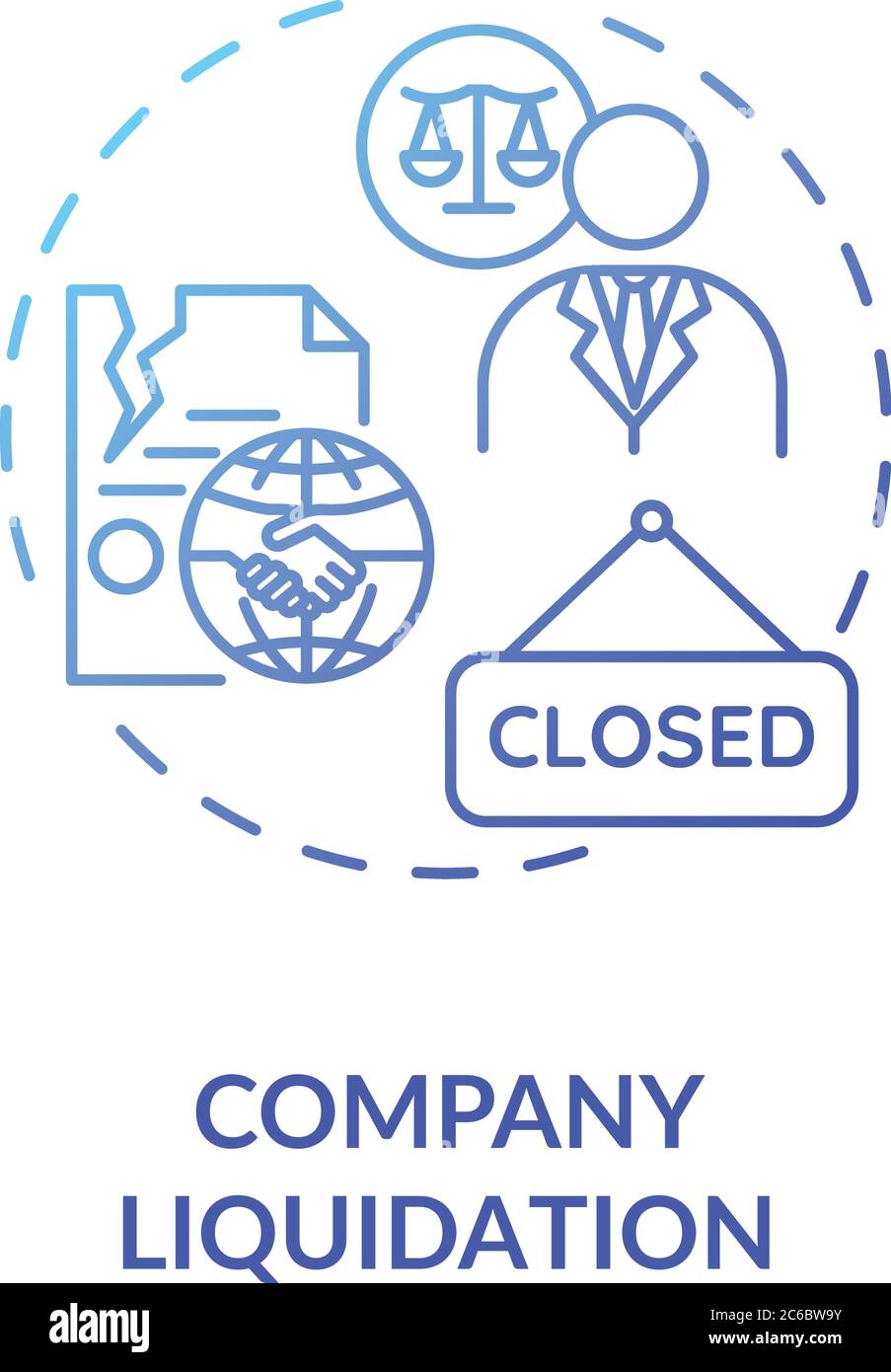 Company liquidation concept icon. Business loss and bankruptcy