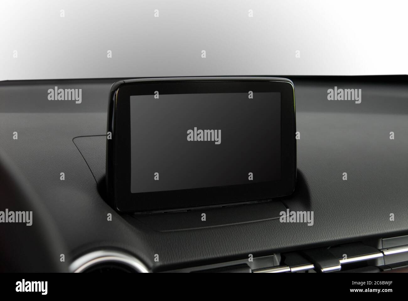 Mid Display Screen multimedia system on dashboard in a modern car Stock Photo - Alamy