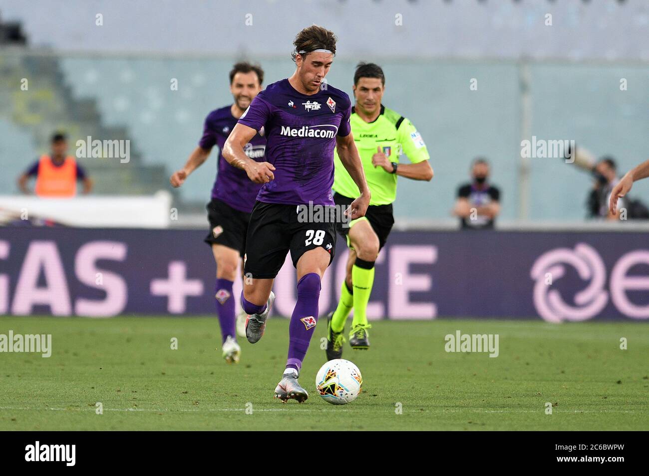 Florence, Italy. 21st Mar, 2021. Dusan Vlahovic (ACF Fiorentina) during ACF  Fiorentina vs AC Milan, Italian football Serie A match in Florence, Italy,  March 21 2021 Credit: Independent Photo Agency/Alamy Live News