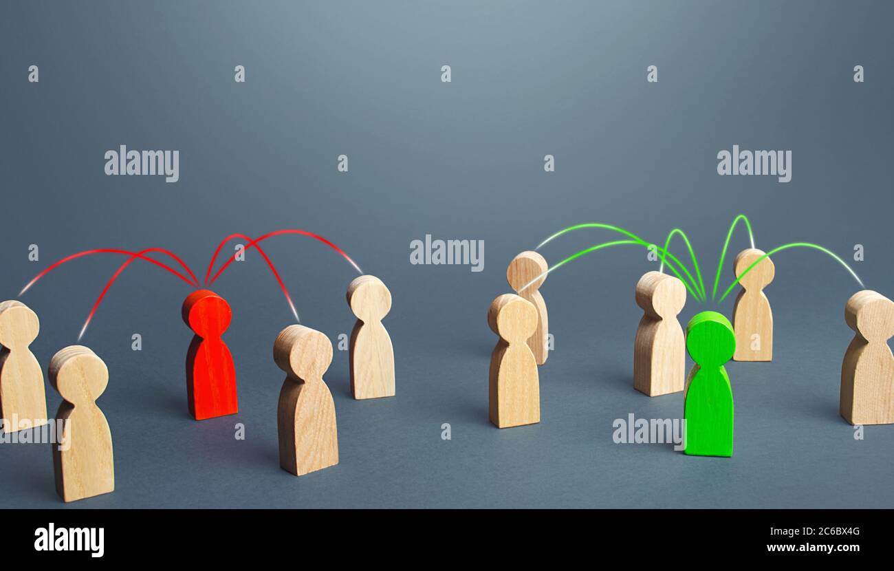 Luring People In Red and green persons compete for influences on other people. Luring ...
