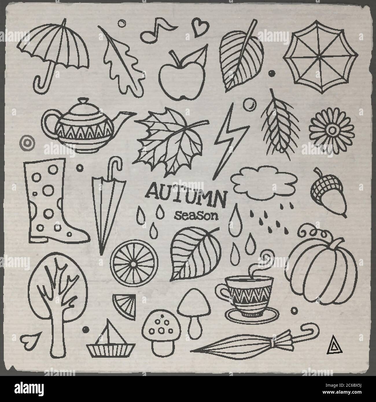 Vector set of different hand drawn autumn elements Stock Vector Image ...