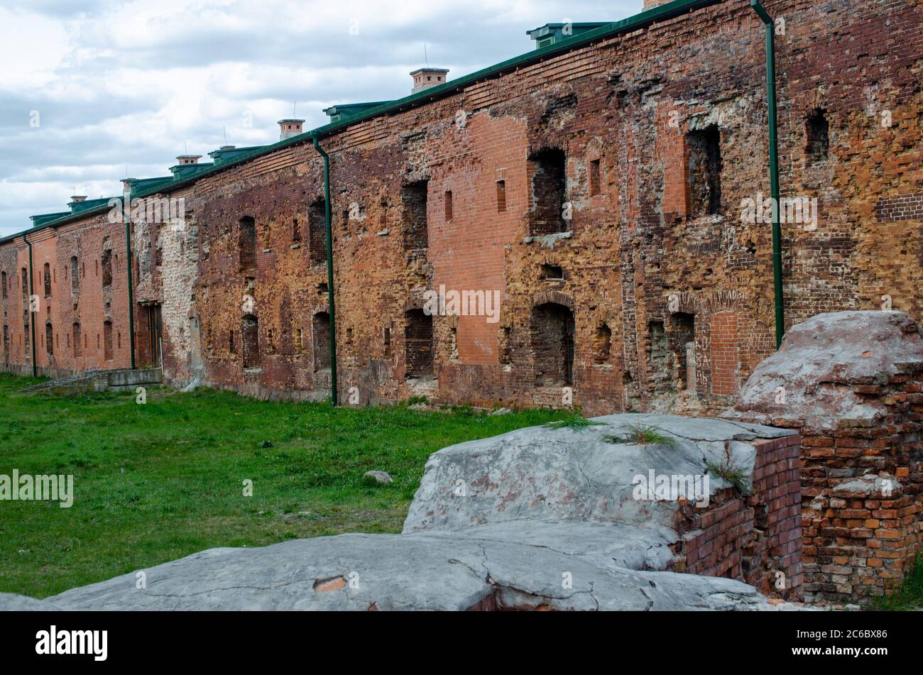 Brest, Belarus - April 18, 2020: The ruins of the Brest fortress as a reminder of the past war. Stock Photo