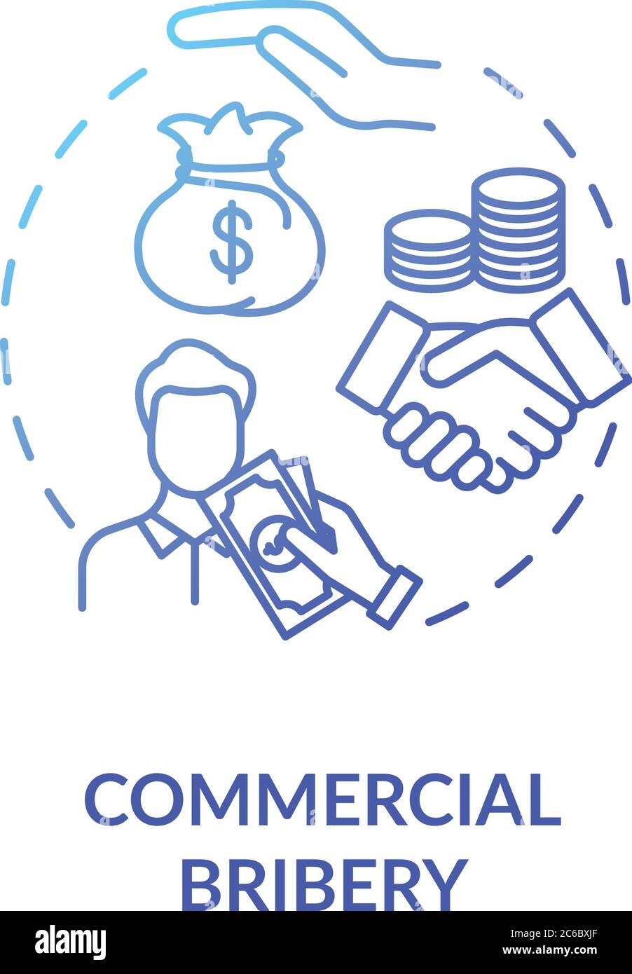 Commercial bribery concept icon. Common corporate crime. Corruption in ...