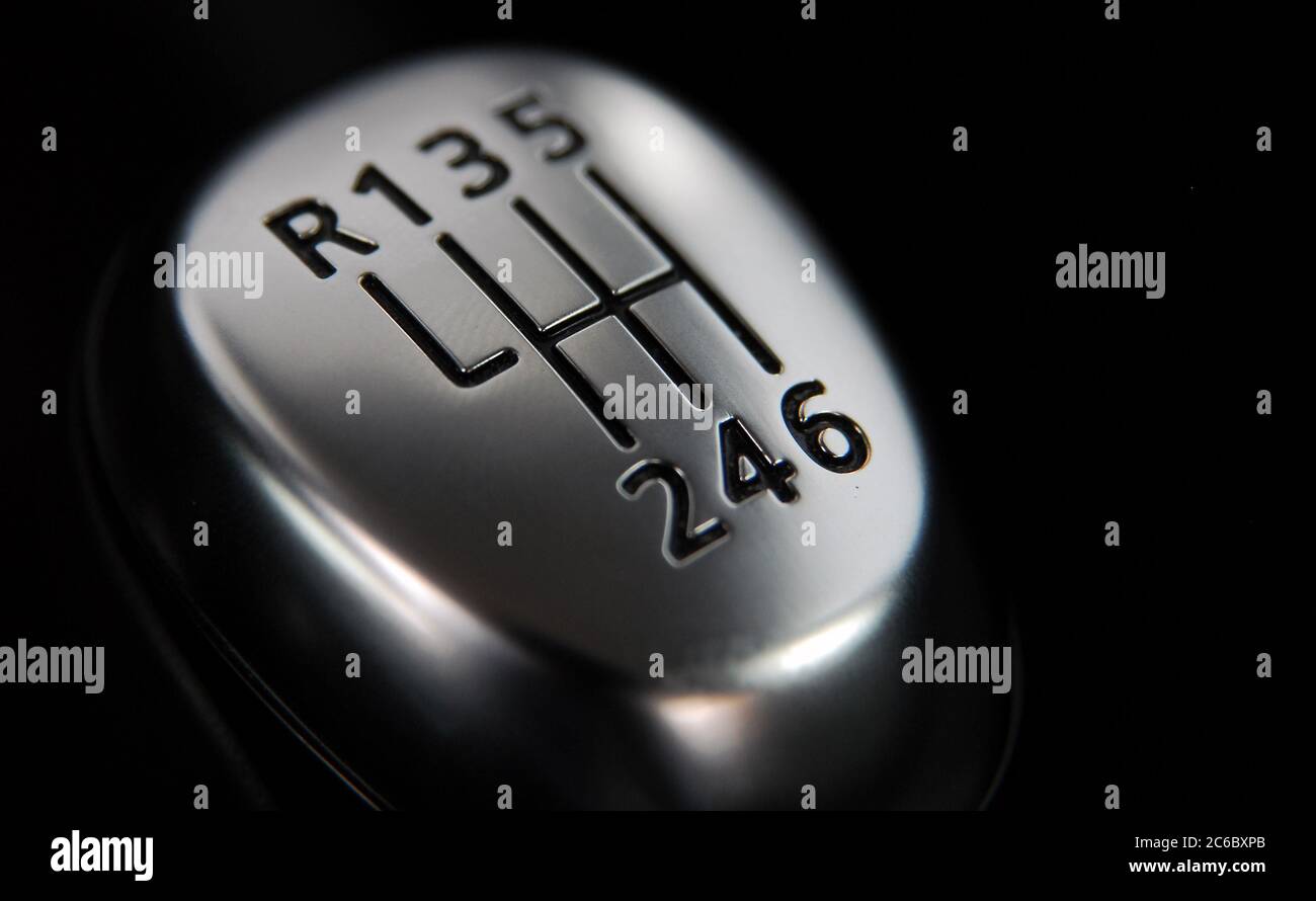 the head of the manual transmission lever Stock Photo