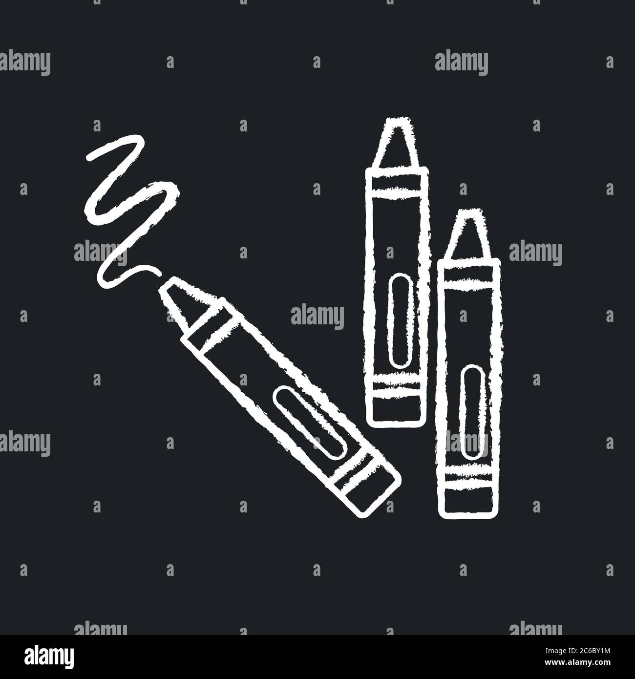 Crayons chalk white icon on black background. Wax pencils for drawing. Children creativity and fine motor skills development toys. Color recognition. Stock Vector