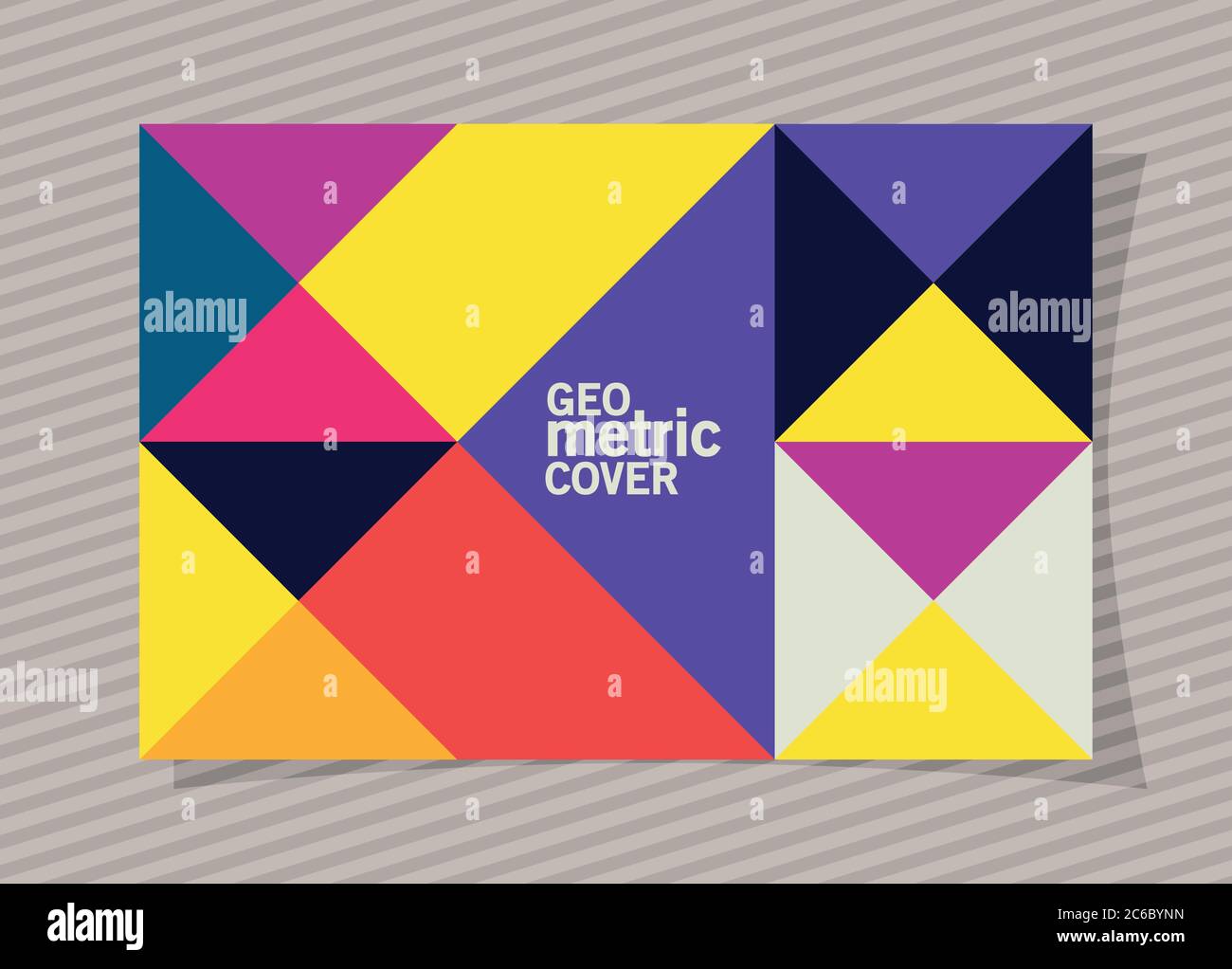geometric vintage cover and multicolored frame design, shape and figure ...