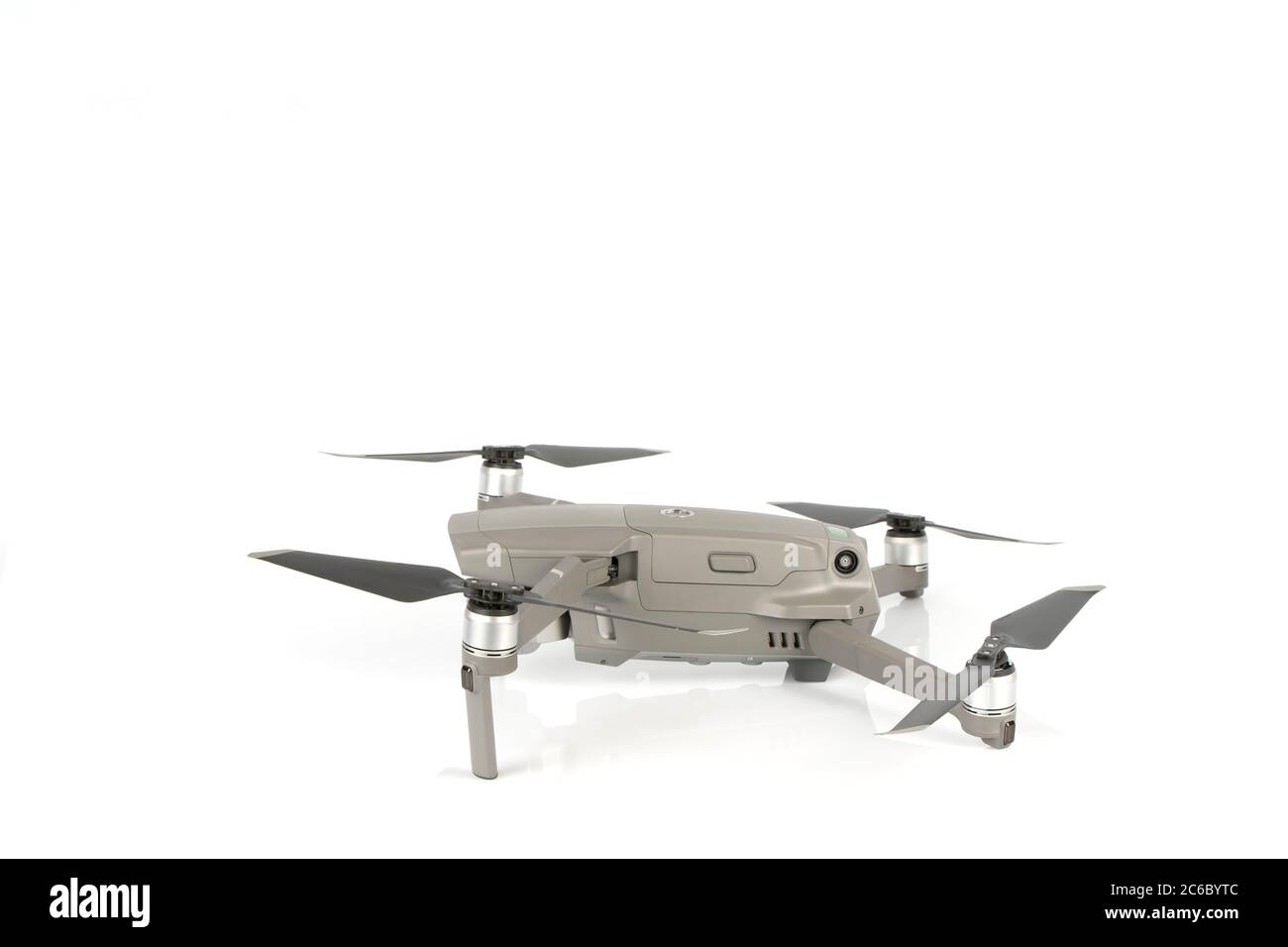 DJI Mavic 2 Pro drone isolated on white. Photograph taken on July 7, 2020 in Spain. Stock Photo