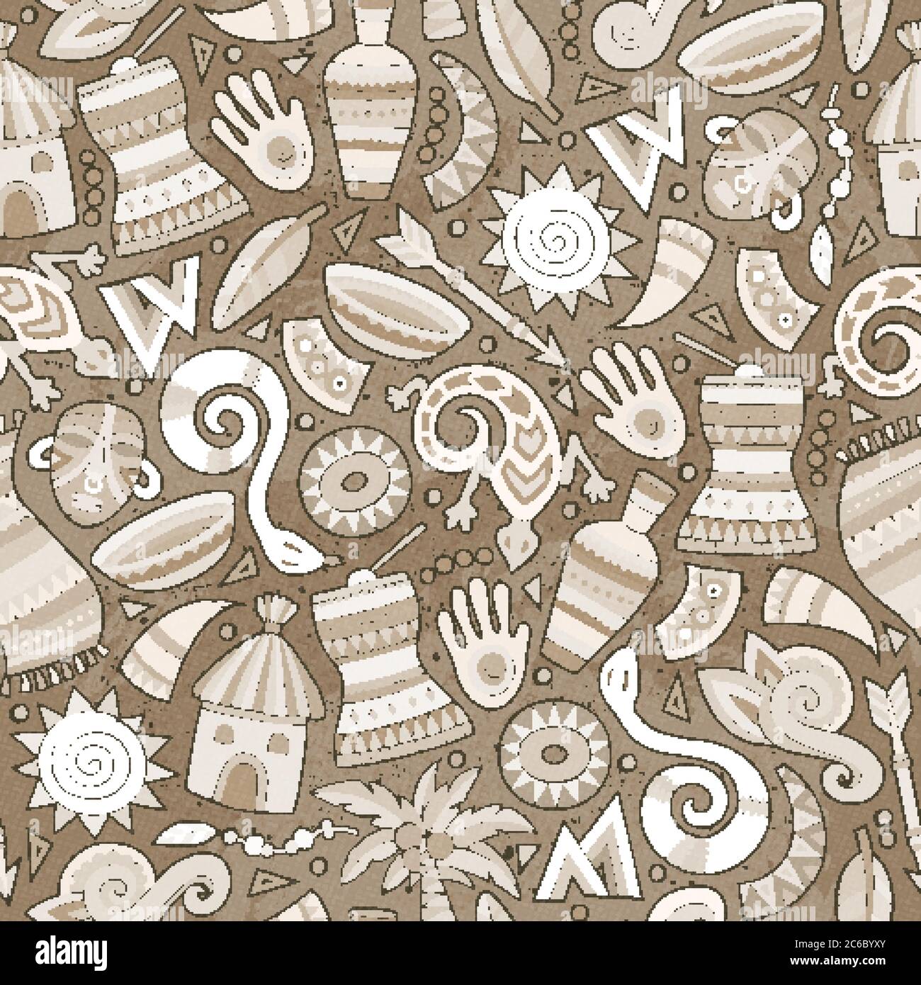 Cartoon cute hand drawn African seamless pattern Stock Vector Image ...