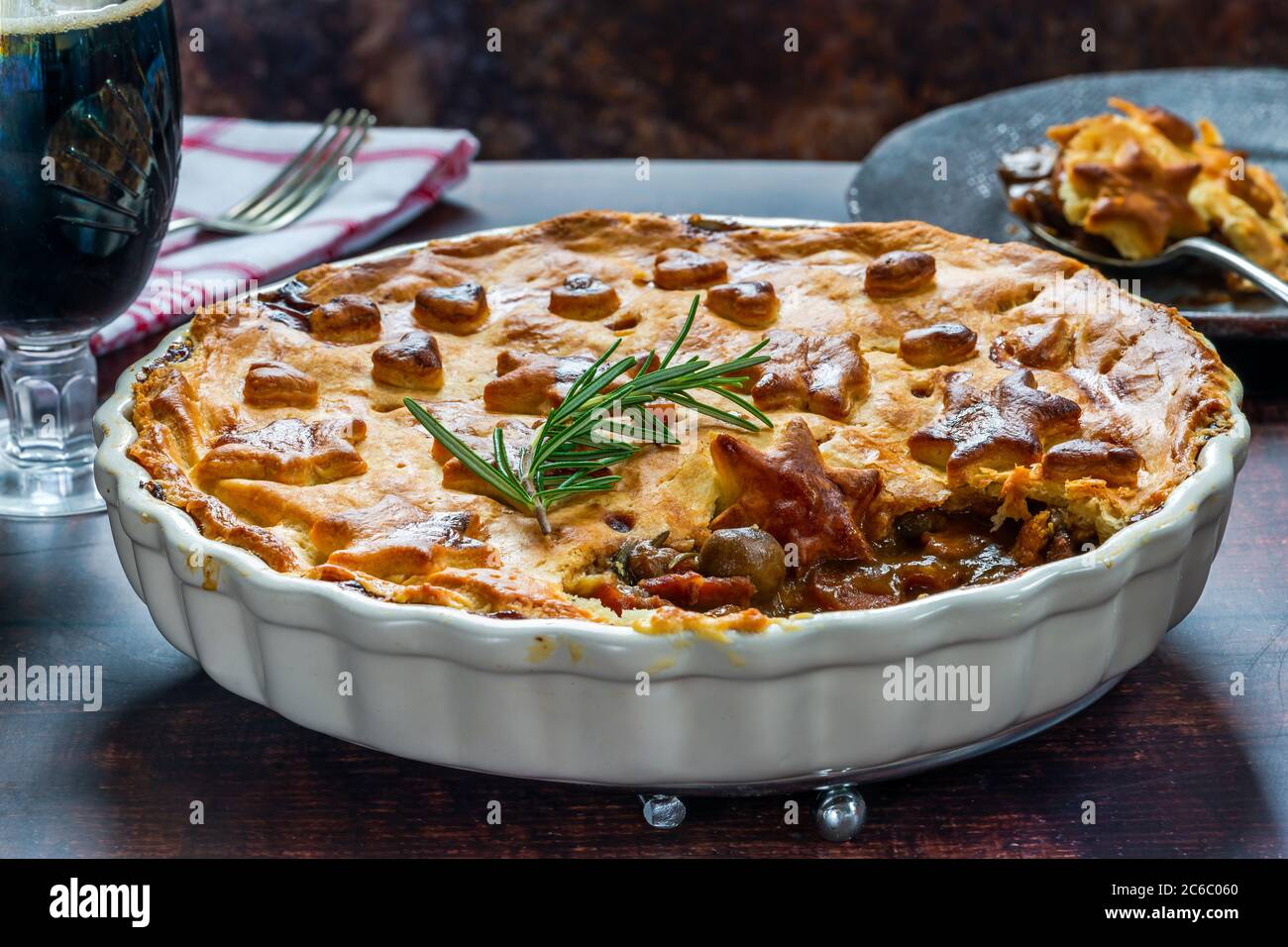 Steak, mushroom and ale pie with shortcrust pastry Stock Photo Alamy